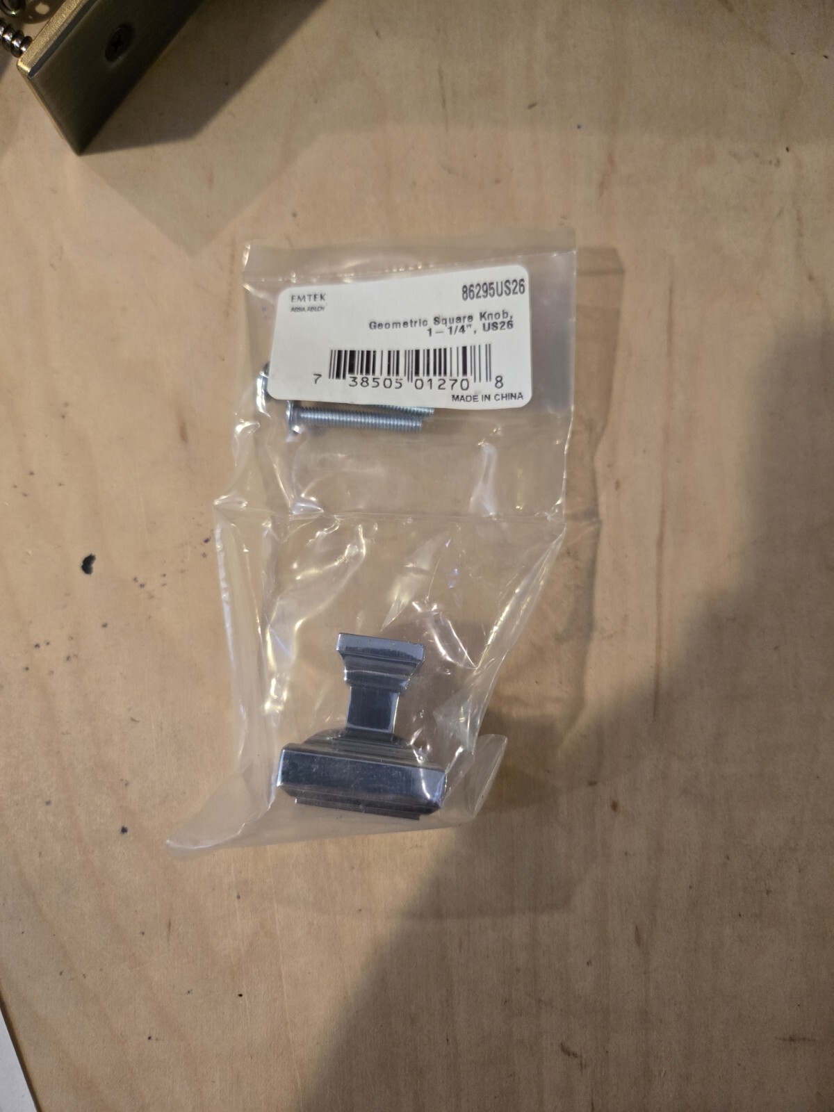 Emtek 86295 US26 - 1-1/4" Geometric Square Cabinet Knob in Polished Chrome gallery