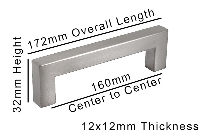Square Bar Pull Handle Kitchen/Bath Cabinet Hardware Nickel Stainless Steel 160 gallery