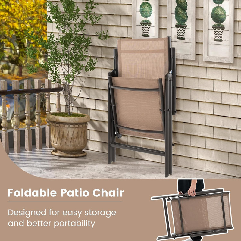 2 Pack Folding Patio Chairs, High Back Outdoor Chairs with 7-Level Adjustable Hi gallery