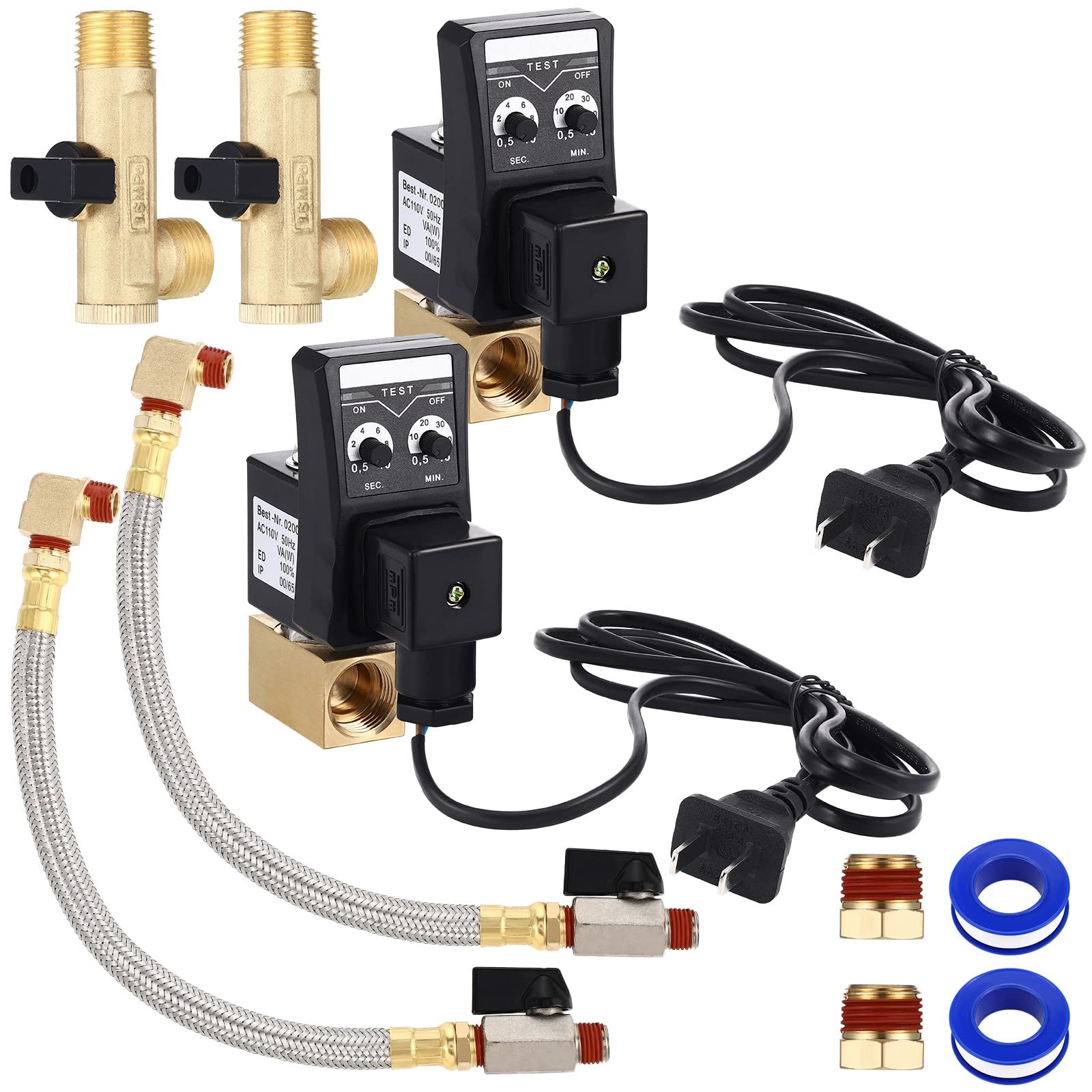 2 Sets Electronic Drain Valve Kit Automatic, 110V Timed Tank Drain Water Valve gallery