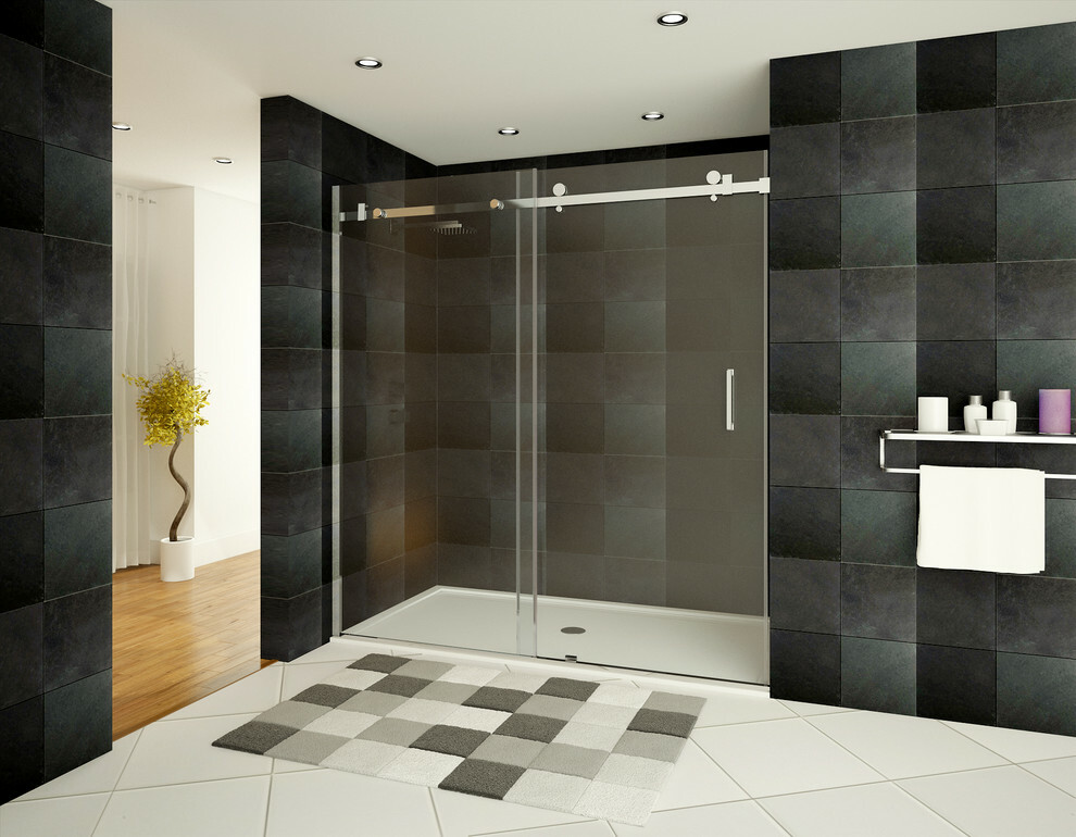 44-48"Wx76"H Semi-Frameless Sliding Shower Door ULTRA-B Chrome by LessCare gallery