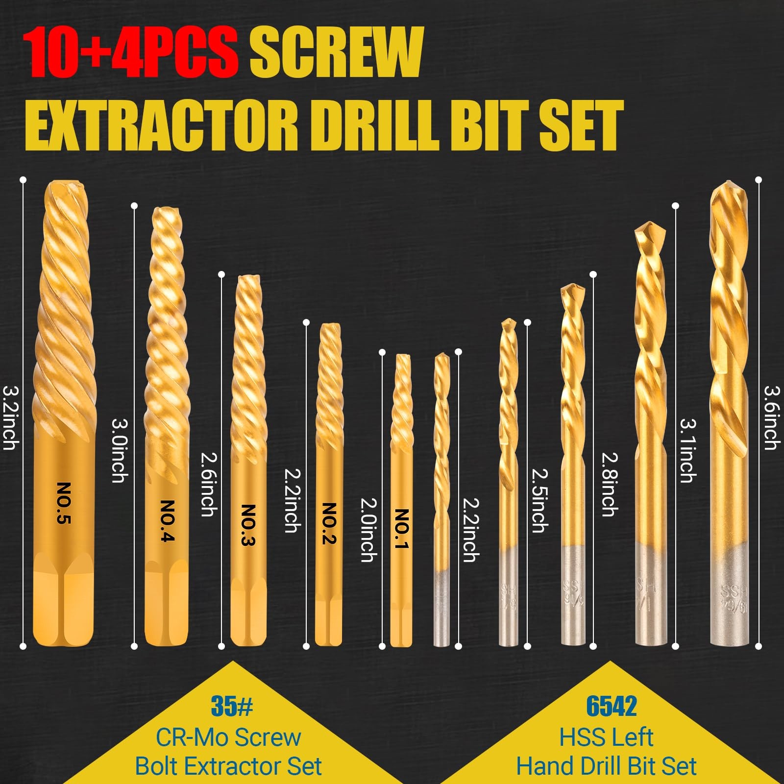 14PCS Easy Out Screw Extractor Set and Left-Hand Drill Bit Set, Stripped Scre gallery
