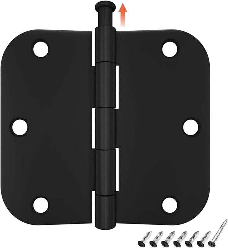3.5" Matte Black Interior Door Hinges 3-1/2" Hinge w/ 5/8" Radius, 30/60 Pack gallery