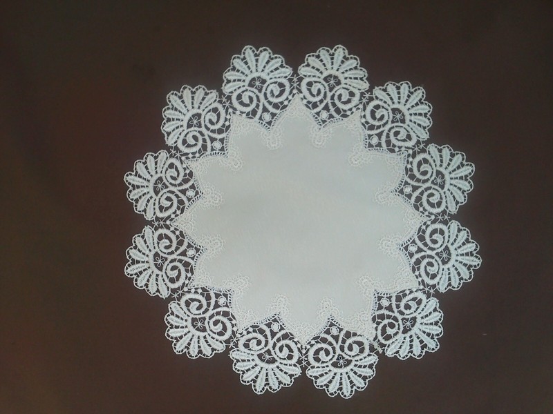 Doily Boutique Table Runner or Doily with Bleached White or Ivory Fancy Lace gallery
