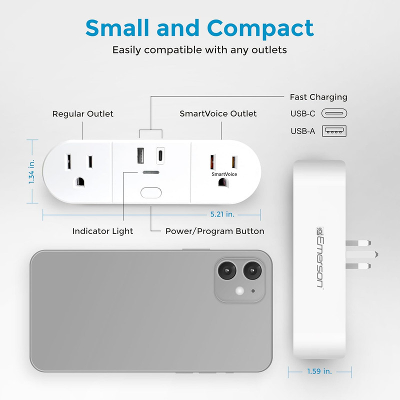 Smartvoice 4-In-1 Wall Plug, Offline 30+ Voice Control Commands, No APP, No Wifi gallery