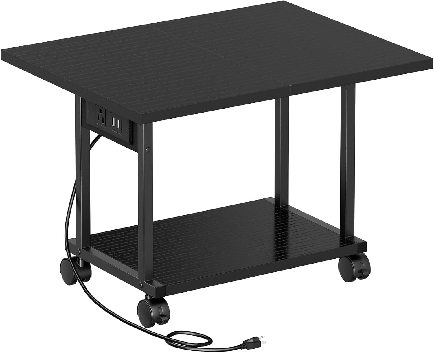 Printer Table 2-Tier Under Desk Printer Stand with Charging Station Black NEW gallery
