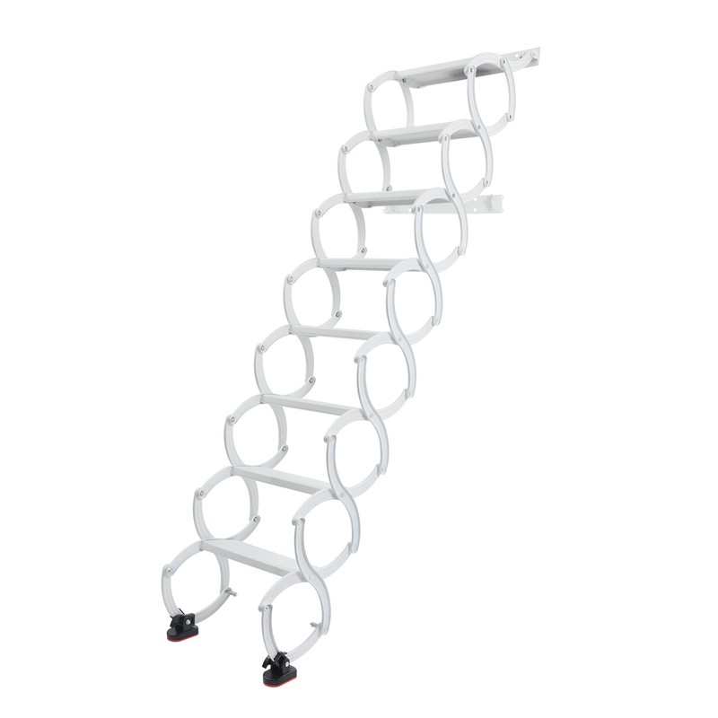 Attic Loft Pull Down Ladder 8 Step Wall Mounted Folding Loft Ladder Stairs White gallery