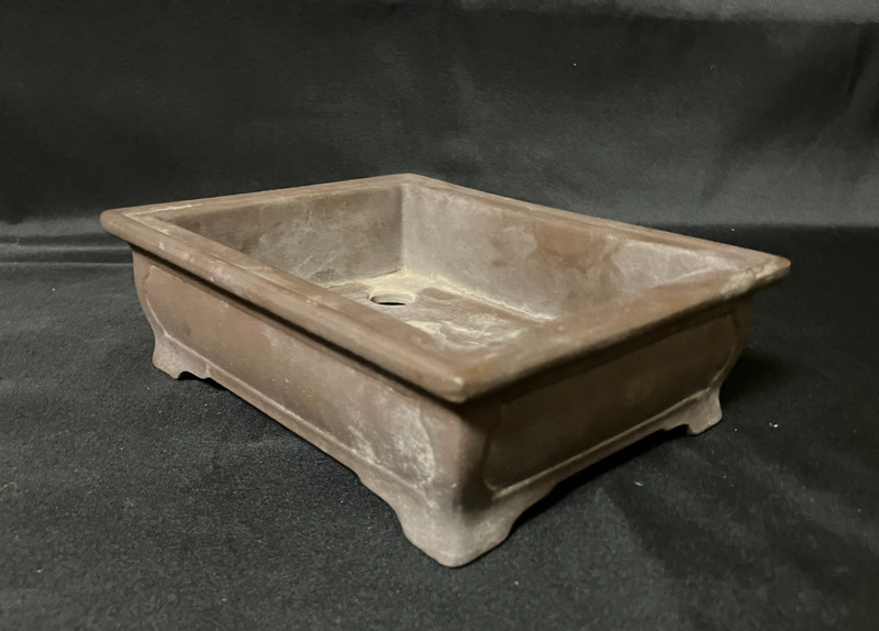 Japanese Bonsai Pot Rectangular Unglazed Brown Medium Signed Vintage gallery