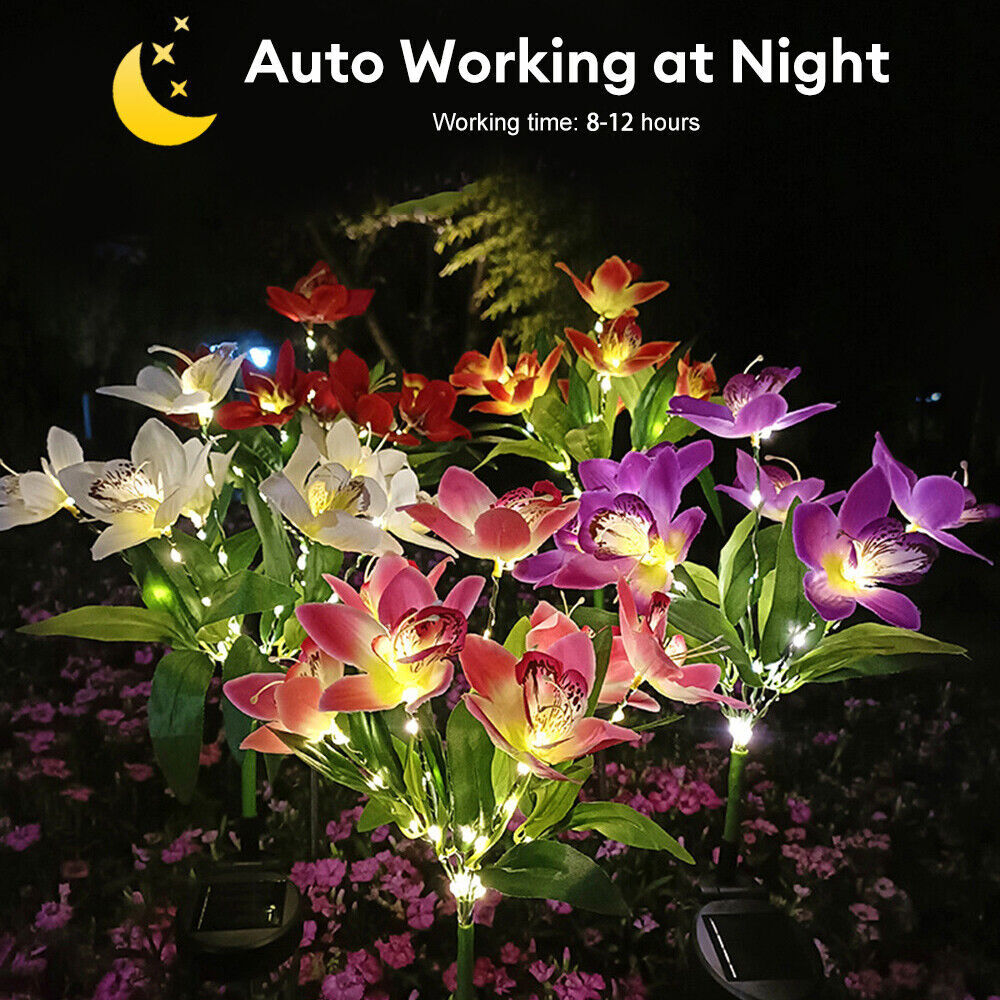 Solar LED Garden Lights Flower Stake Lamp Outdoor Yard Waterproof Patio Decor gallery