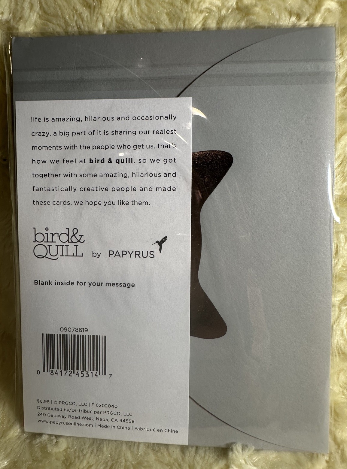Papyrus Bird & Quill BLANK ALL OCCASIONS Card Felt 3D Cat Paw hi-five! gallery