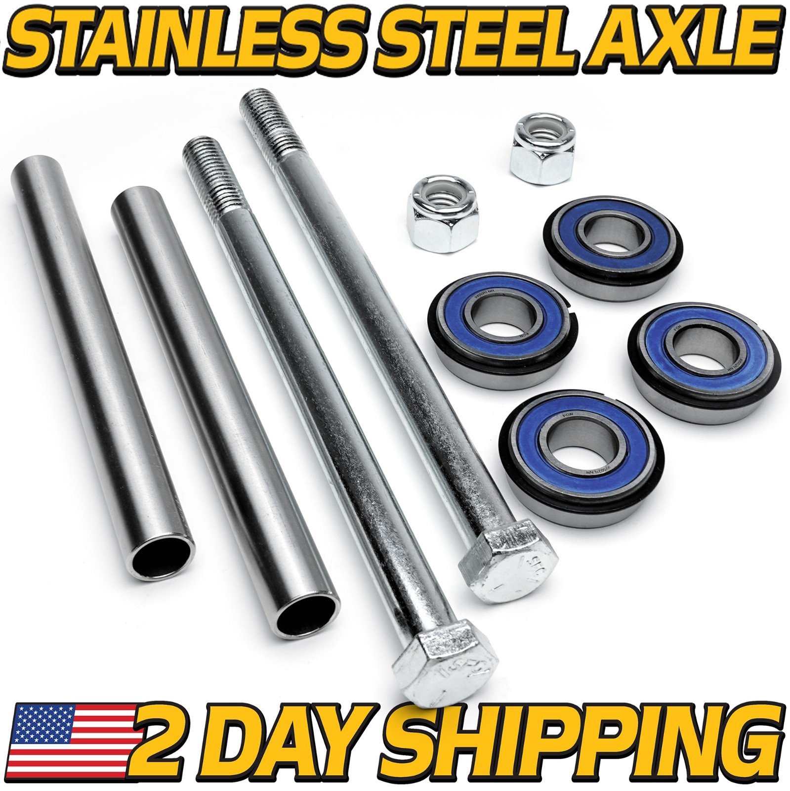 (2 Kits) Stainless Axle & Wheel Bearings for BadBoy MZ MZ-Magnum MZ-Rambler gallery