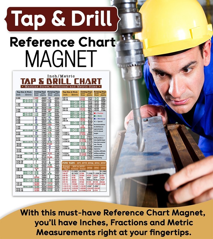 Magnetic Tap & Drill Size Chart 8.5x11 – Inch Metric Conversion Guide Magnet gallery