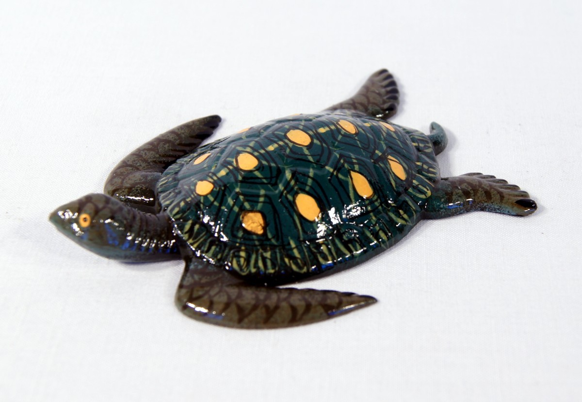 Hand Painted Green Brown Sea Turtle Refrigerator Magnet (Set of 3) 790S gallery