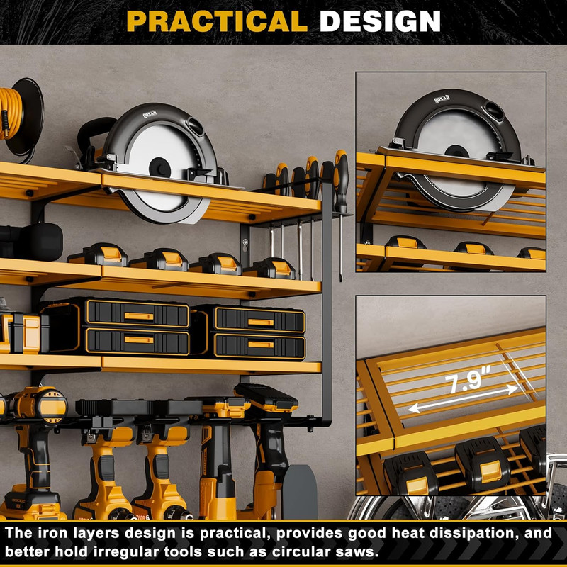 48" Large Power Tools Organizer Wall Mount,12 Drill Holder for Garage, Workshop gallery