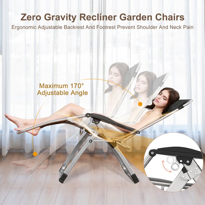 Begonia.K Zero Gravity Chair, Adjustable Reclining Lounge Padded Chair &Headrest gallery