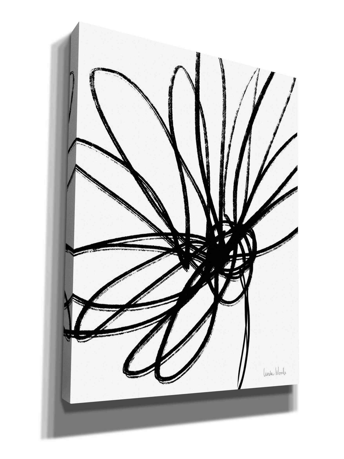 Epic Graffiti 'Black Ink Flower Ii' by Linda Woods, Giclee Canvas Wall Art gallery