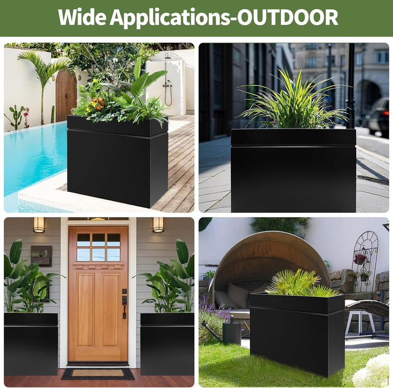 Metal Rectangular Planter Box, Powder Coating Steel Large Planters 35" L X 9" W gallery