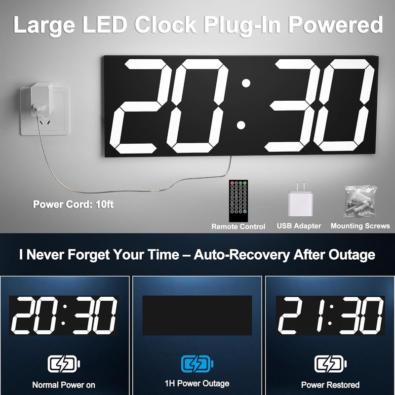 Digital Clock with Large Display 18.7 Inch, GPS Auto-Sync Time, Remote Control gallery