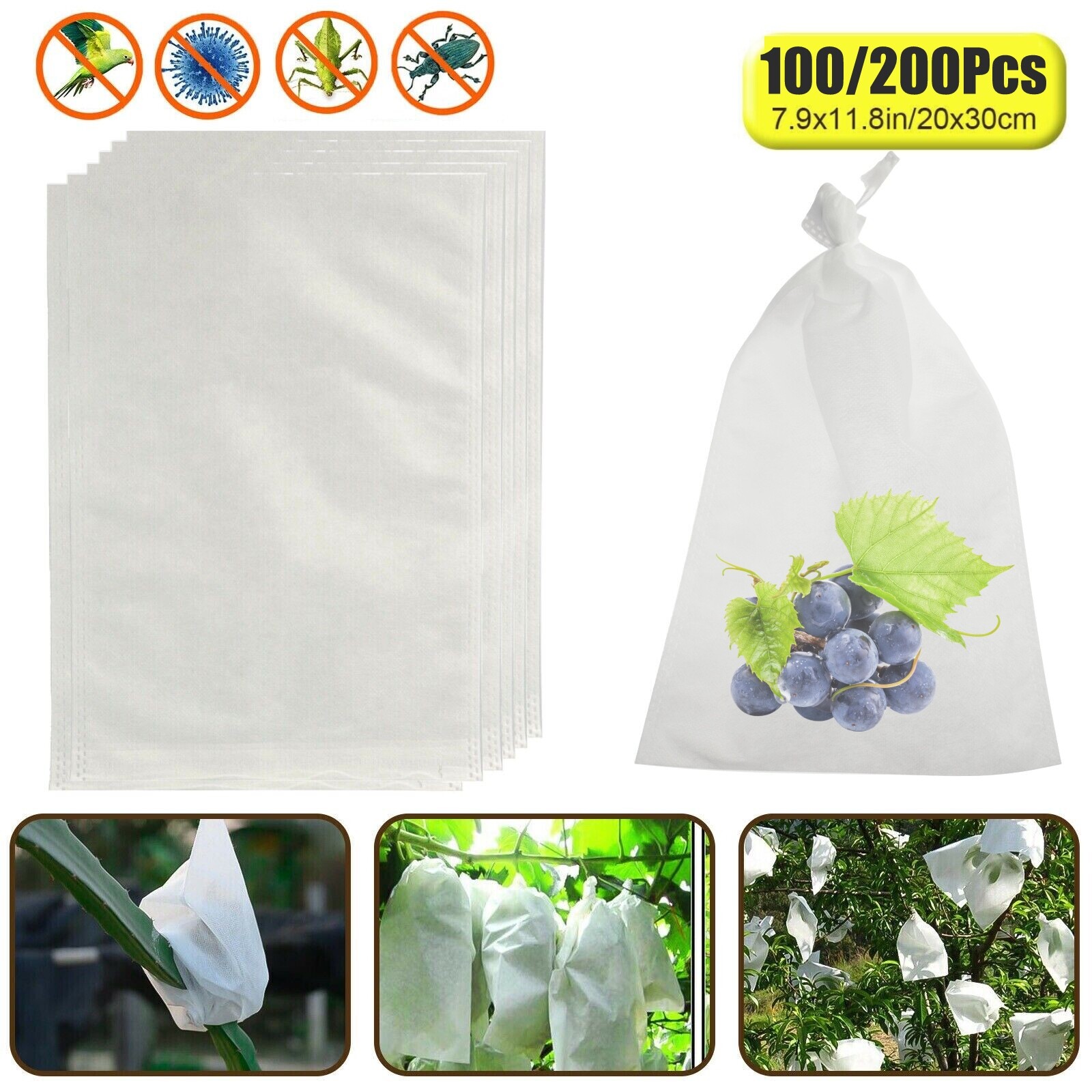 100/200PCS Grape Protection Bags Fruit Vegetable Mesh Bag Anti Insect Waterproof gallery