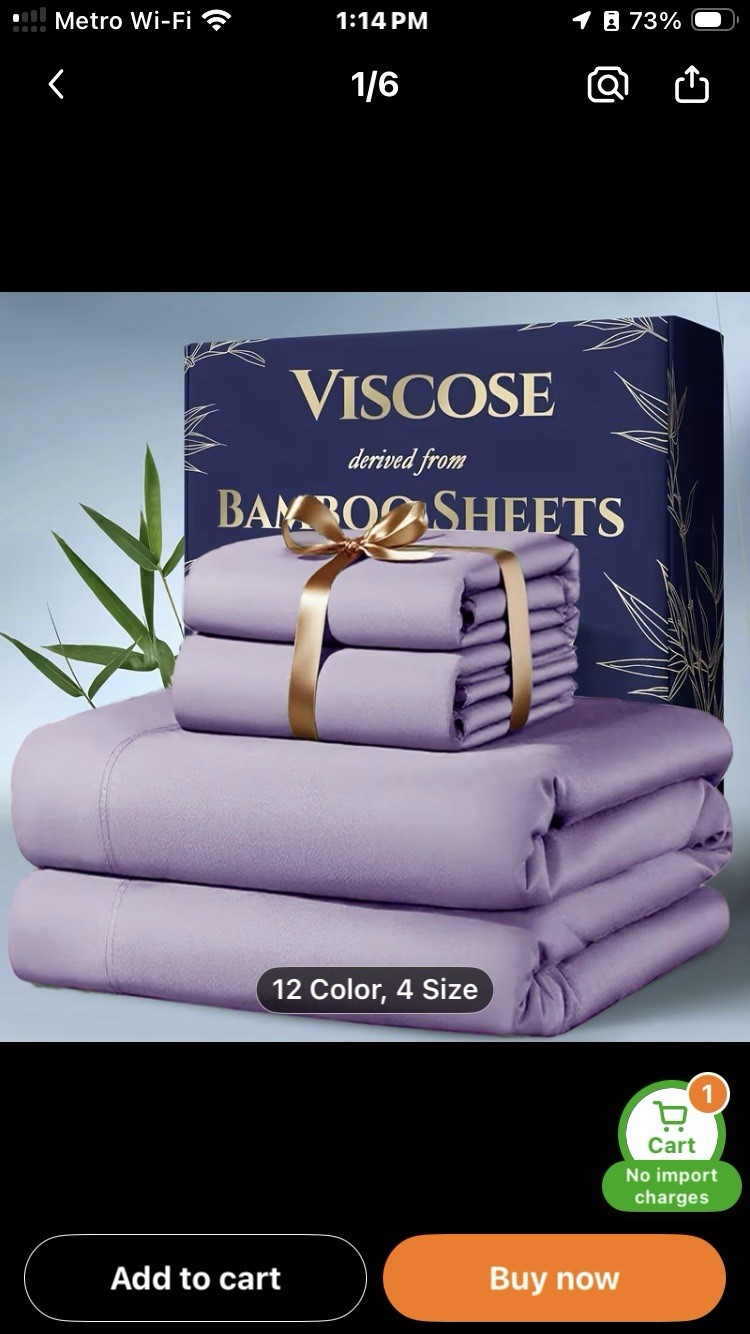 Bamboo Viscose Cooling Deep Pocket Luxury 4 Pc Bed Sheets Lavender Qn Sz gallery