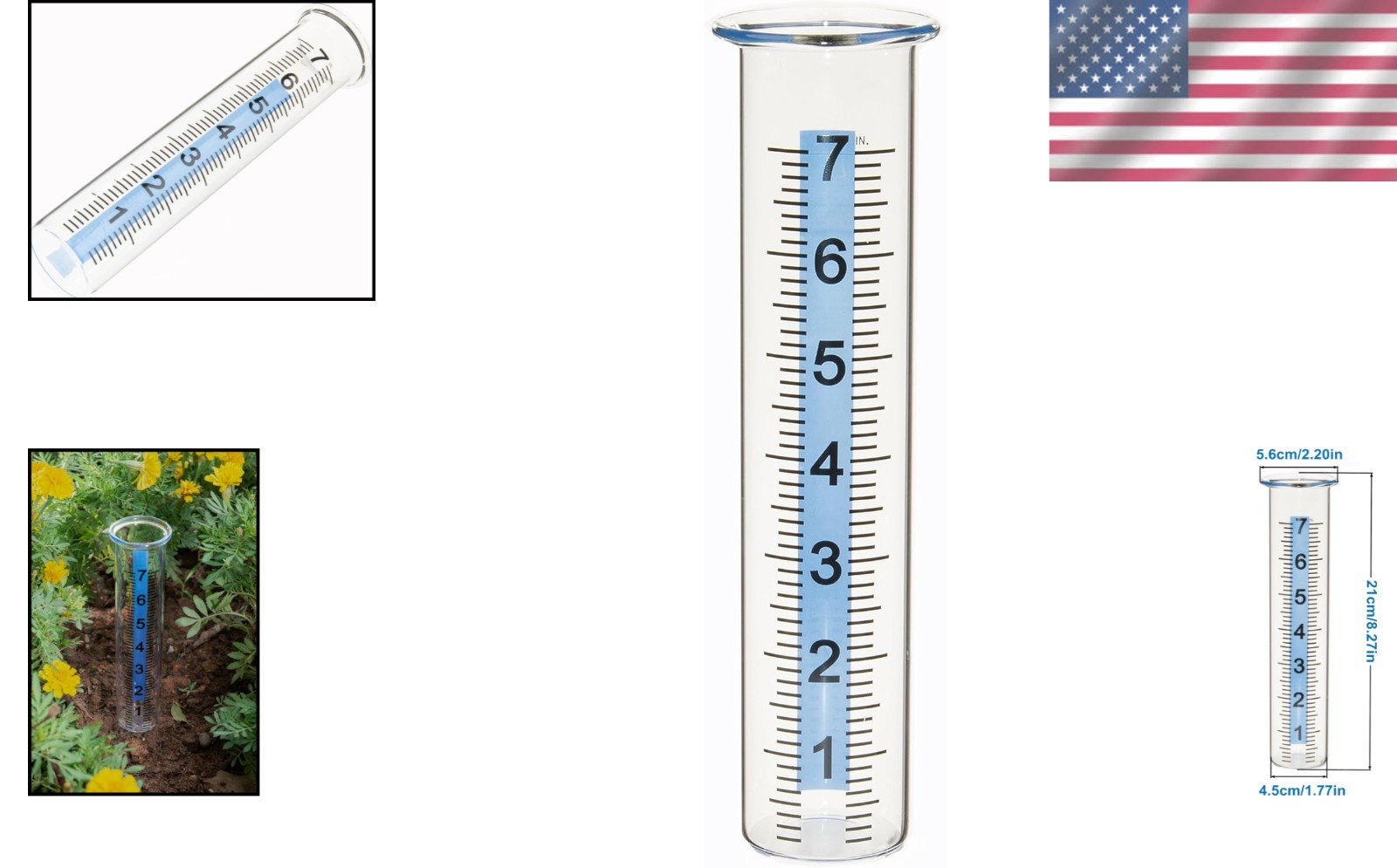 7" Capacity Rain Gauge Glass Replacement Tube with Lid Design for Yard Garden... gallery