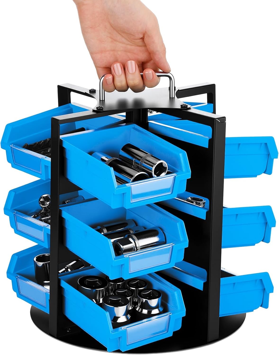 Rotating Storage Bins Tool Organizer 3 Tiers Hardware Crafts Small Parts, Nut... gallery