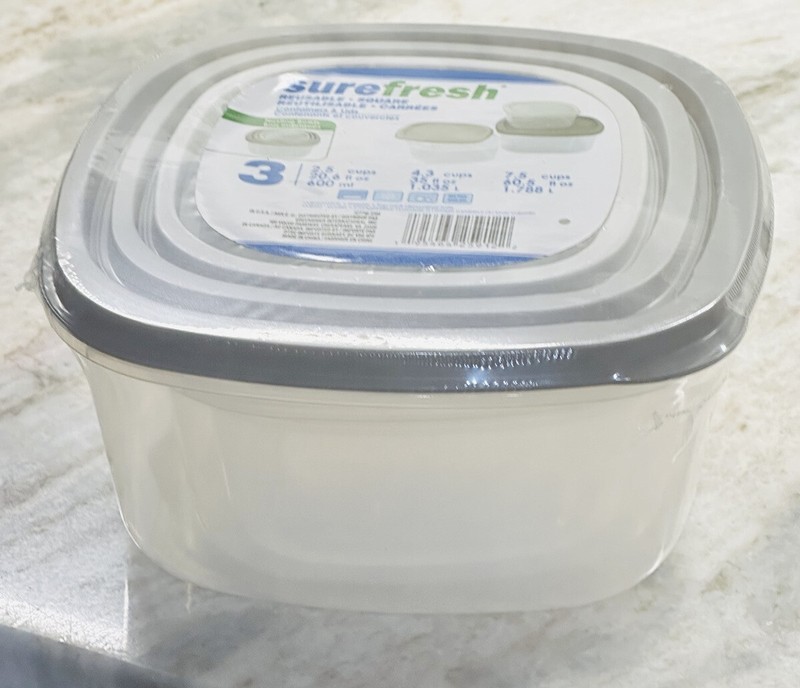 Sure Fresh Square Containers & Lids 3 Pack (20.6 oz, 35 oz & 60.5 oz)1 Pack gallery