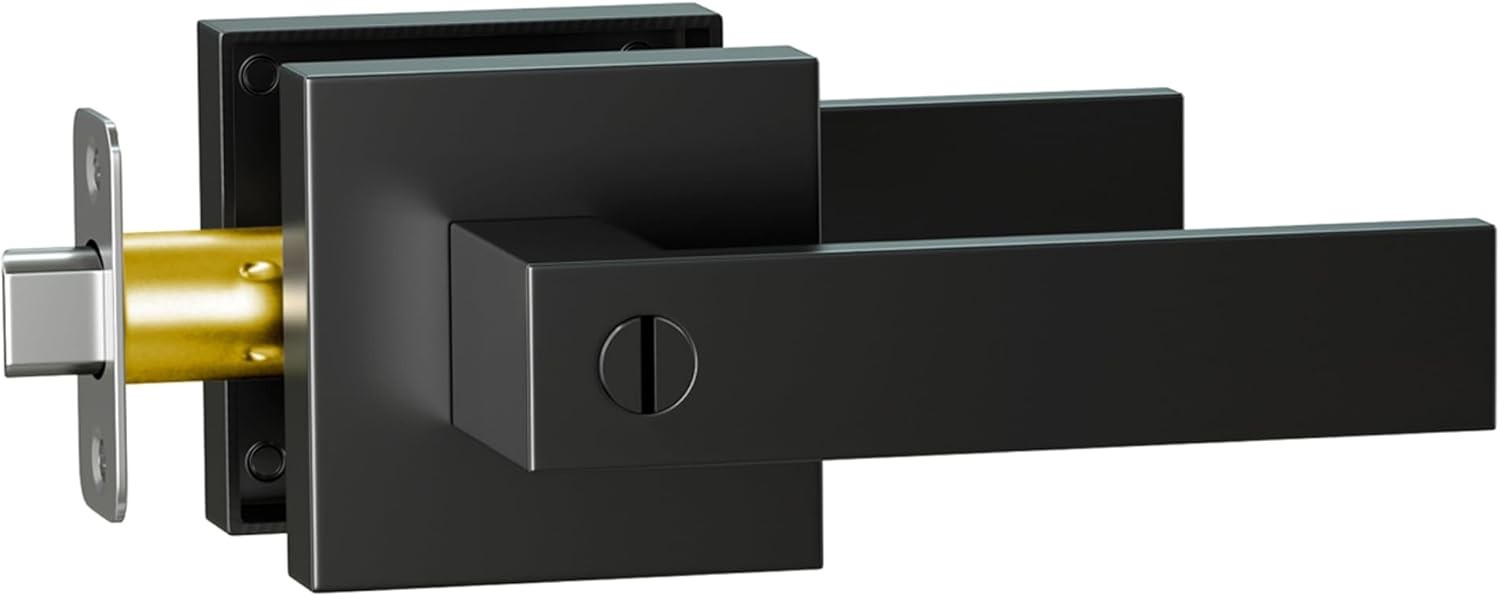 Matte Black Square Door Lever Handle Privacy Passage Dummy Keyless Interior Lock gallery
