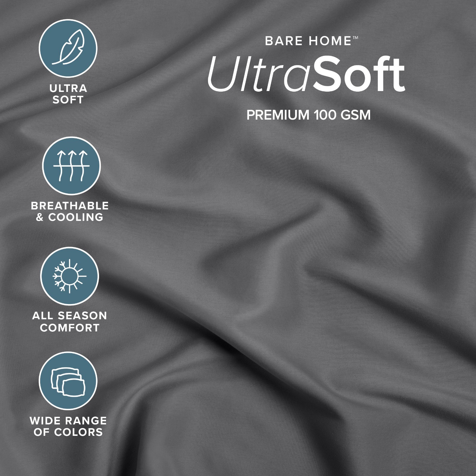 Bare Home 2 Pack Fitted Sheets - Premium 1800 Collection - Ultra soft gallery