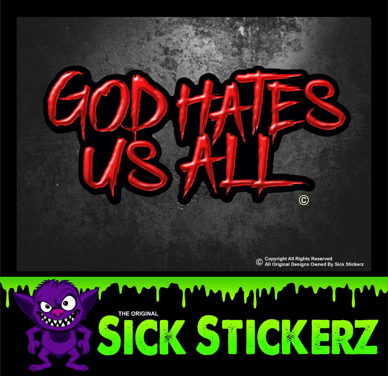 God Hates Us All Sticker Decal Goth Emo Hell Evil Religion Car Toolbox Satan gallery