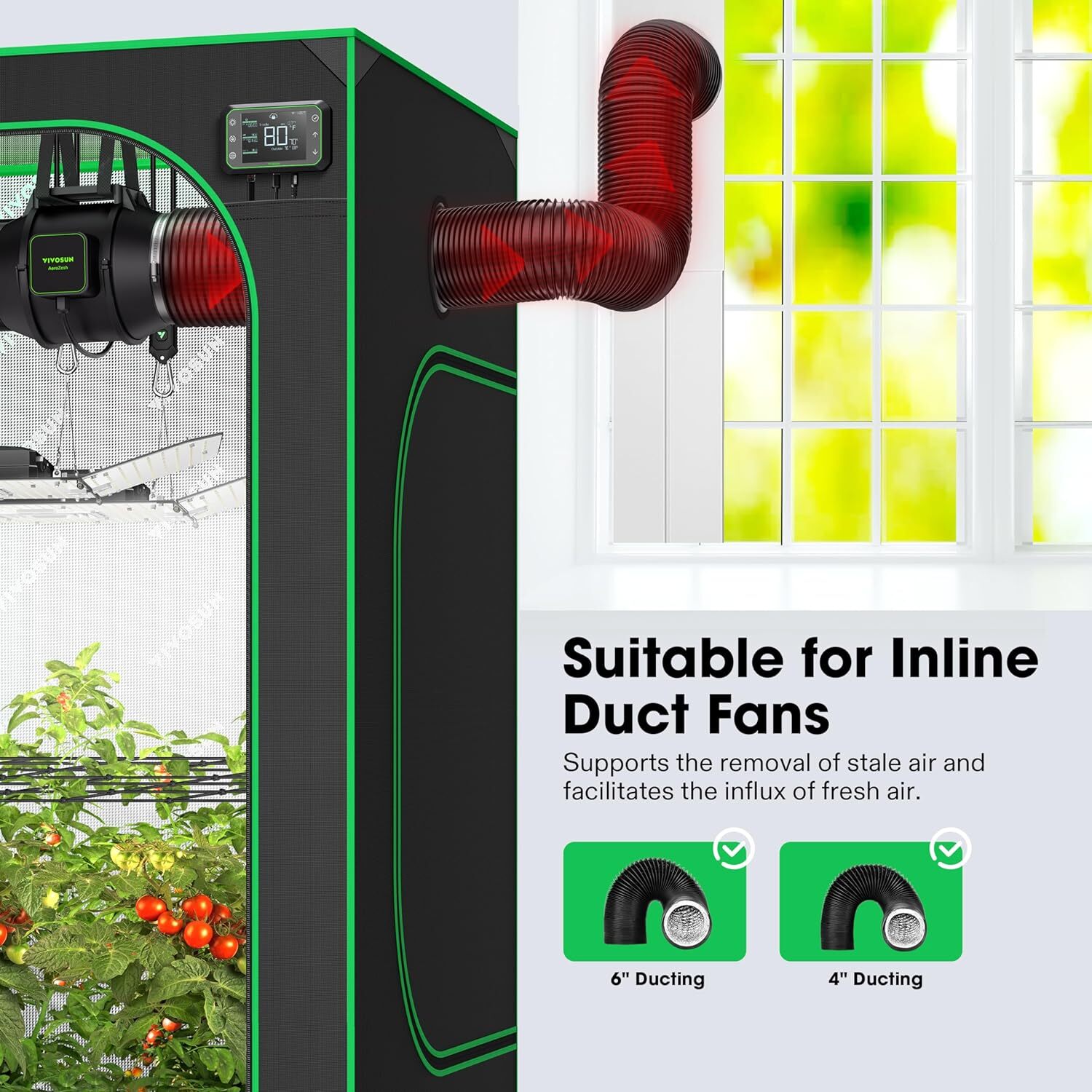 Vivosun Window Duct Kit, for Inline Fan 4"/6" Ducting & 5.9" Hose AC Window Seal gallery