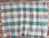 Alpaca Wool Blend Throw Blanket Fringe 54”x60” Cream Tan Green Check PERU gallery