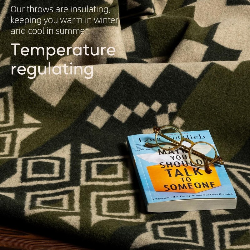 Extra Large - REVERSIBLE ALPACA Wool Blanket Andean Pattern 86x62 in with straps gallery