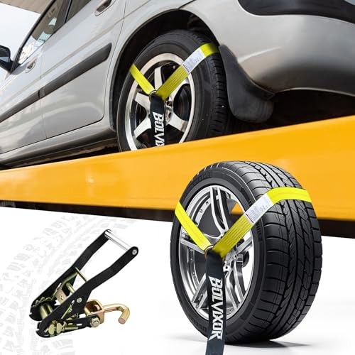 4 Pack Car Tie Down Straps for Trailers 2" x 96" - 9900LBS Break Yellow gallery