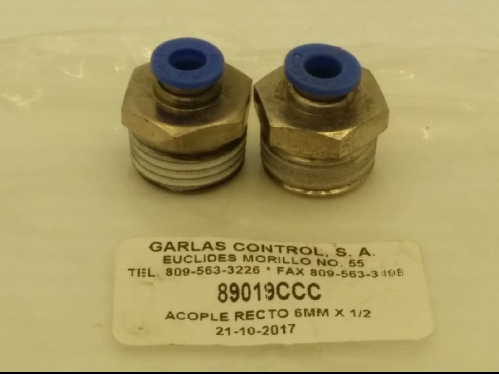 GARLAS CONTROL 89019CCC STRAIGHT COUPLING, 6mm x 1/2, PACKAGE OF 2, NIB gallery