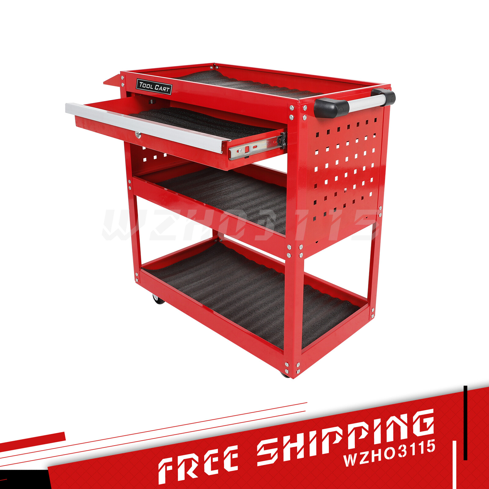 3 Tier Rolling Tool Cart 400LB Heavy Duty Mechanic Tool Cart w/ Lockable Wheels gallery