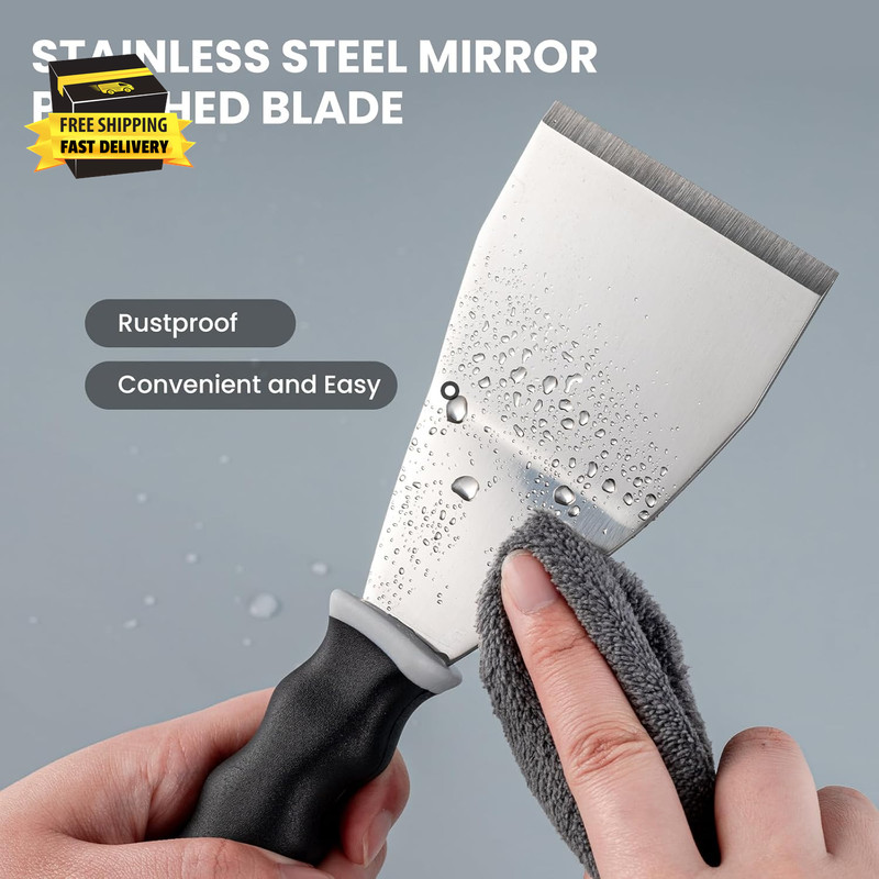 Bent Heavy Duty Scraper, 3" Bent Scraper with Pole Socket Hammer End, Stainless gallery