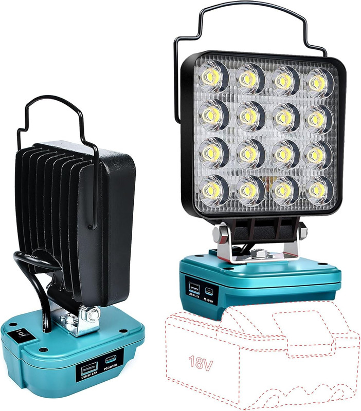 Cordless LED Work Light Compatible with Makita 18V Battery, 48W 3400LM Portable gallery
