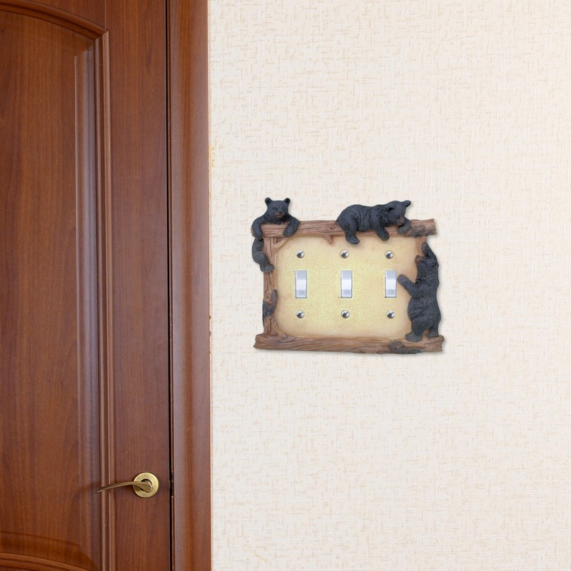 Bear Log Triple Electric Toggle Light Switch Cover Wall Plate Lodge Cabin Decor gallery