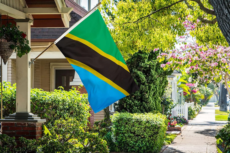 DANF Tanzania Flag 3X5 Ft Thick Polyester, Fade Resistant, Brass Grommets, Canva gallery