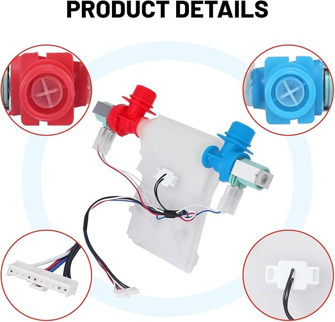 Washer Water Inlet Valve For Whirlpool WTW4800BQ0 1CWTW4800YQ1 ATW4675YQ1 etc gallery