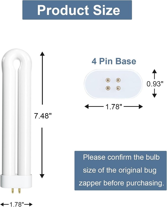2 Pack 15W Bug Zapper Replacement Bulb 4 Pin FUL15W-BL UV Insect Lamp gallery