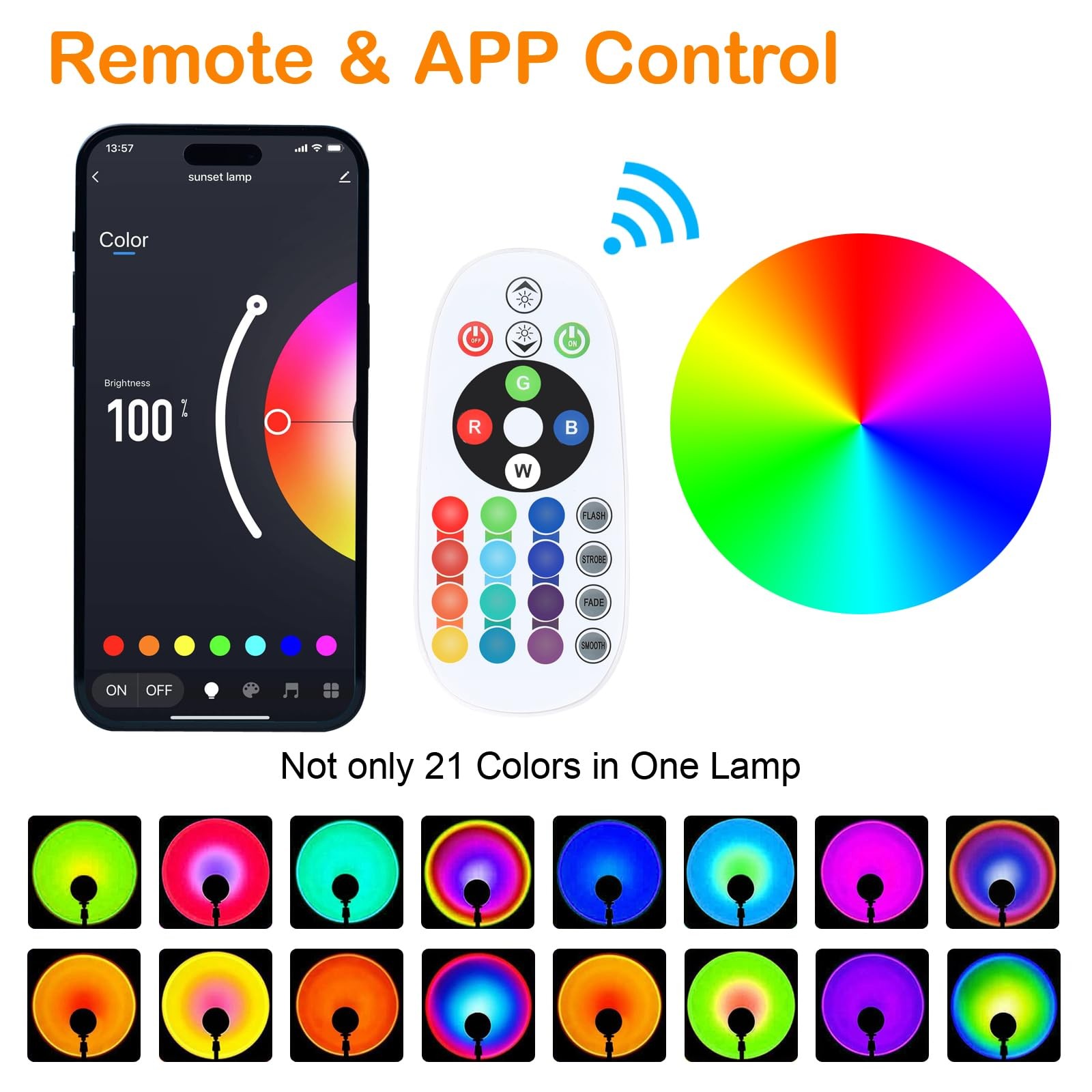 Sunset LED Lamp Projector, 21 Colors Changing App & Remote Control Mood light... gallery