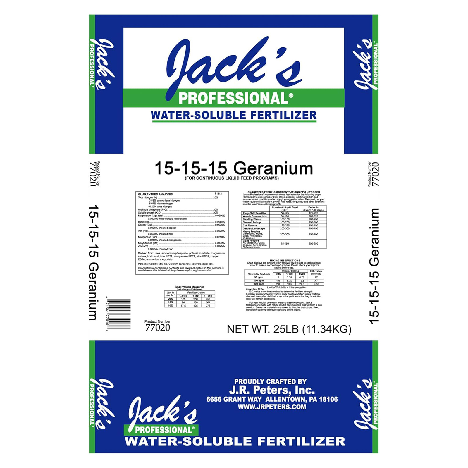 Jack's Professional 15-15-15 Geranium Water-Soluble Fertilizer, 25lbs gallery