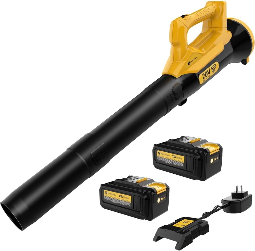 Orientools 20V Cordless Leaf Blower with 2x UL Certified 2.0Ah Battery & C