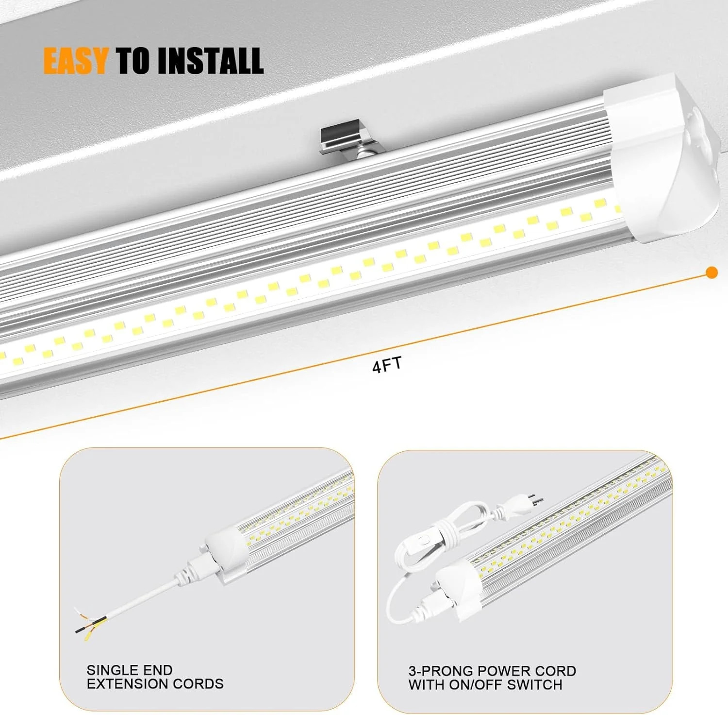 4FT LED Shop Light 6000K 50W Linkable Ceiling Outdoor Lighting Patio Garden Yard gallery