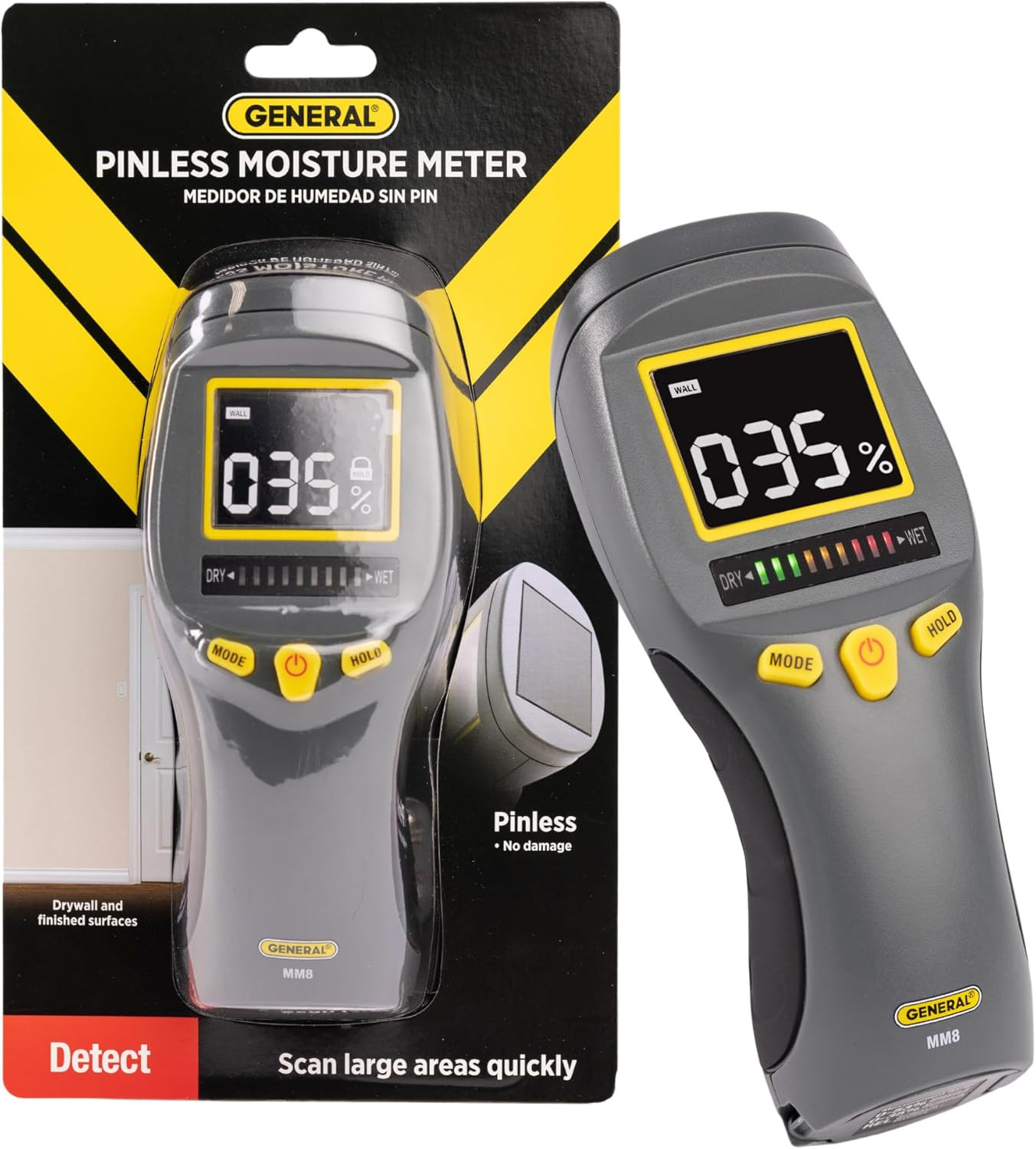 LCD Moisture Meter #MM8 - Leak and Humidity Detector - Pinless and Non-Invasive gallery