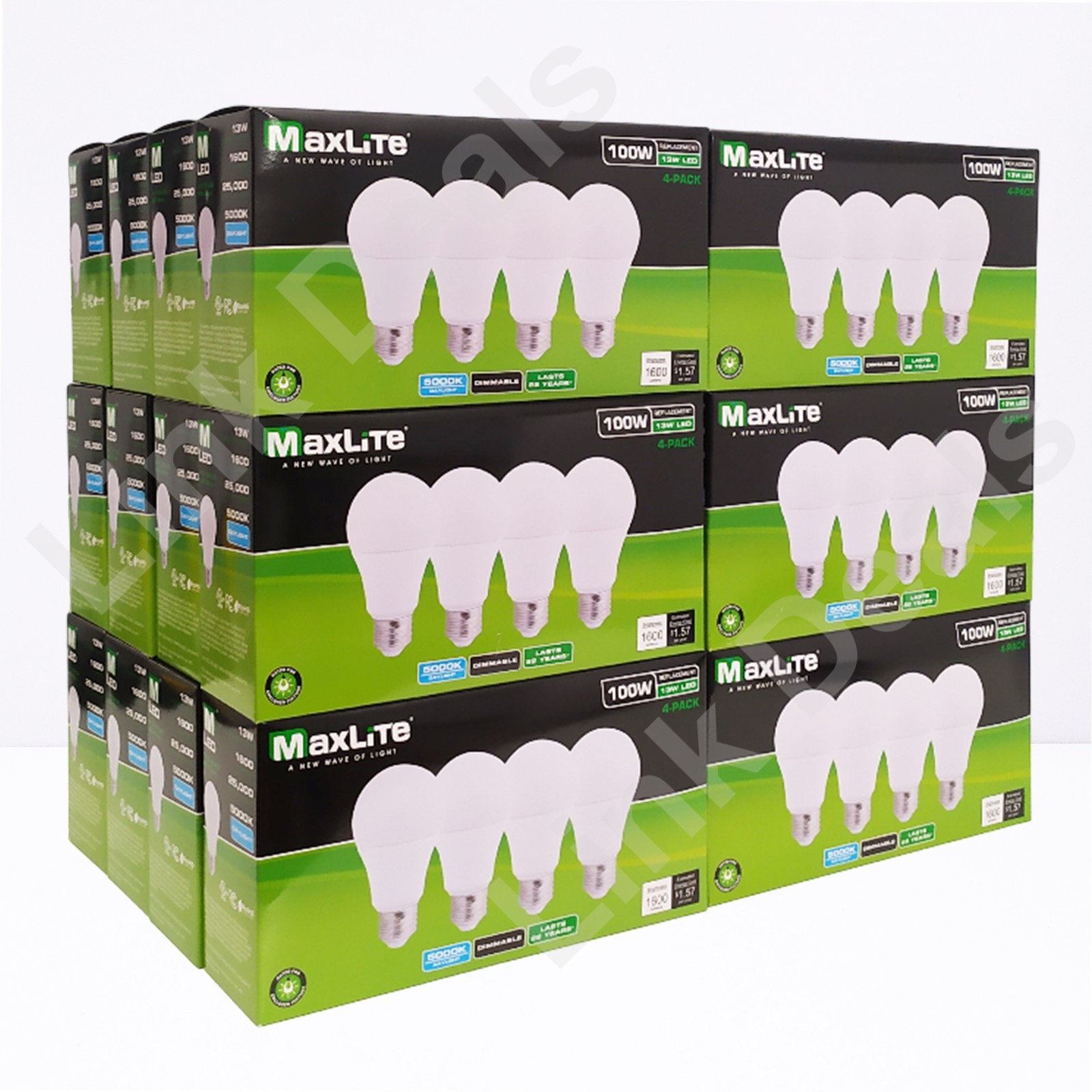 96 Bulbs Maxlite 100W Replacement 13W LED Dimmable Daylight A19 5000K E26 1600lm gallery