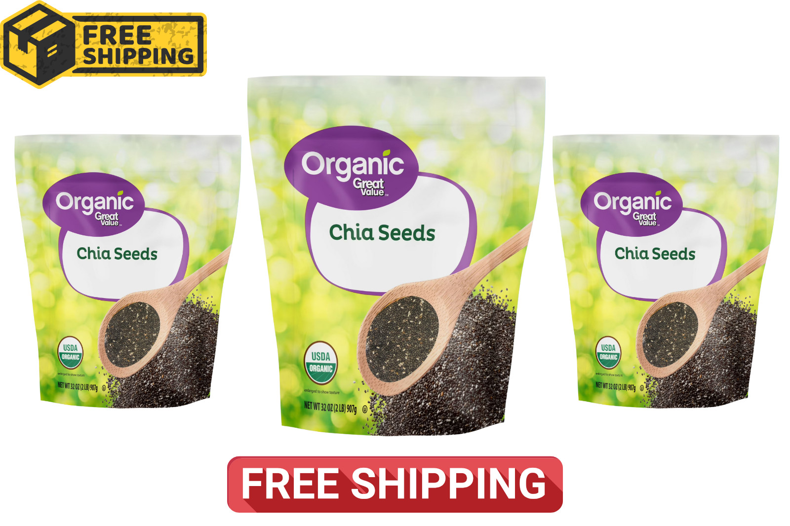 Great Value Organic Chia Seeds 32 oz each (pack of 3) USDA Organic, Gluten-Free gallery