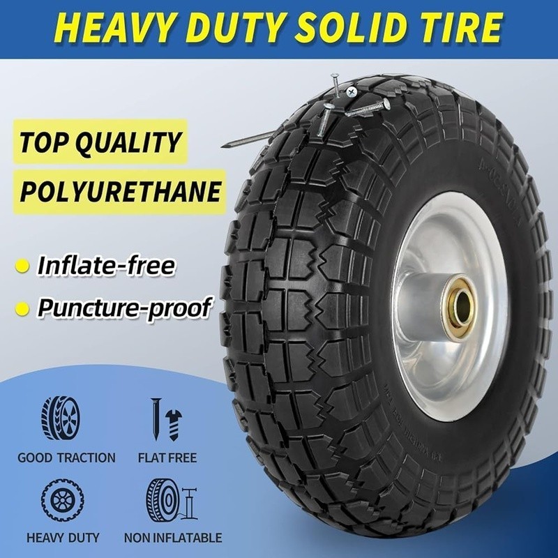 10 Inch Solid Tire 4 Pack Puncture Proof Airless Wheel Garden Cart Trolley New gallery